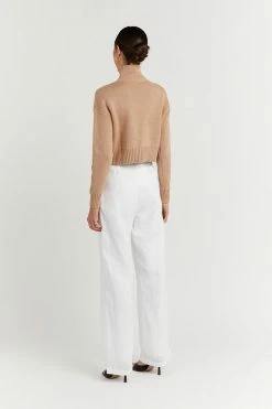 DISSH Boutiques SWEATERS BLAKELY LATTE CROPPED RIB KNIT