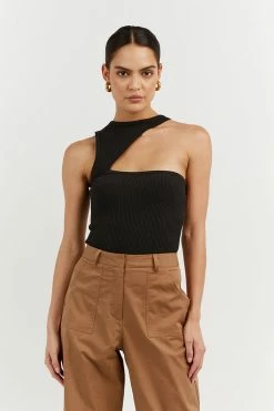 DISSH Boutiques ADALYN BLACK ASYM KNIT TOP