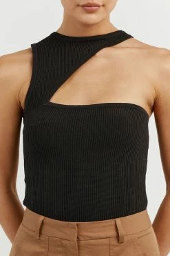DISSH Boutiques ADALYN BLACK ASYM KNIT TOP