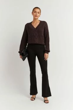 DISSH Boutiques HADLEY DARK CHOC CABLE KNIT JUMPER