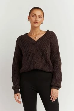 Buy โจ DISSH Boutiques HADLEY DARK CHOC CABLE KNIT JUMPER ๐ 9 DISSH Boutiques HADLEY DARK CHOC CABLE KNIT JUMPER