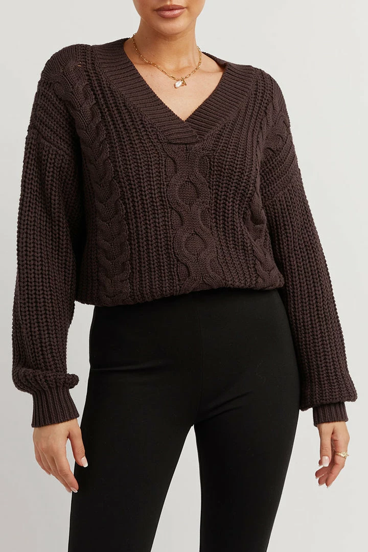 Buy โจ DISSH Boutiques HADLEY DARK CHOC CABLE KNIT JUMPER ๐ 6 DISSH Boutiques HADLEY DARK CHOC CABLE KNIT JUMPER