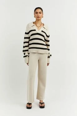 DISSH Boutiques CLOTHING COLBIE BLACK AND STONE KNIT JUMPER