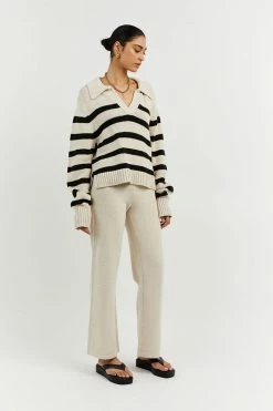 DISSH Boutiques CLOTHING COLBIE BLACK AND STONE KNIT JUMPER