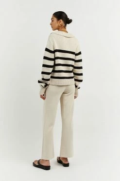 DISSH Boutiques CLOTHING COLBIE BLACK AND STONE KNIT JUMPER