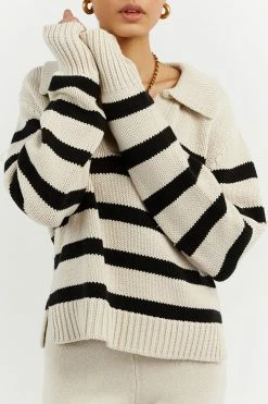 DISSH Boutiques CLOTHING COLBIE BLACK AND STONE KNIT JUMPER