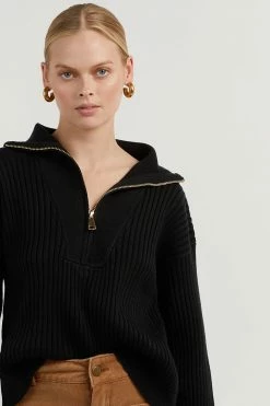 DISSH Boutiques CLOTHING ORION BLACK RIB KNIT JUMPER