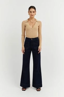 DISSH Boutiques FENTON WHEAT COLLARED SLEEVED TOP CLOTHING