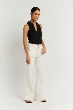 DISSH Boutiques CLOTHING FENTON BLACK COLLARED KNIT TOP