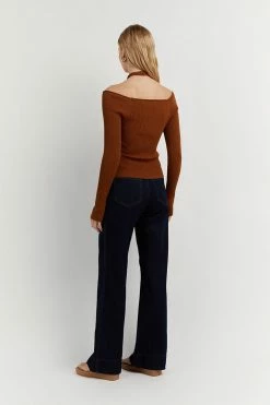 DISSH Boutiques CLOTHING TONI TAN SLEEVED KNIT TOP