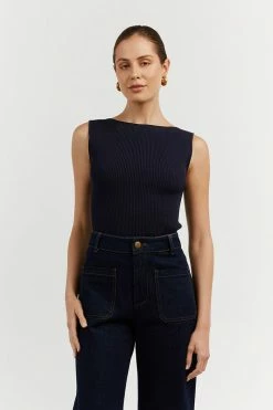 DISSH Boutiques ARIA NAVY KNIT TANK