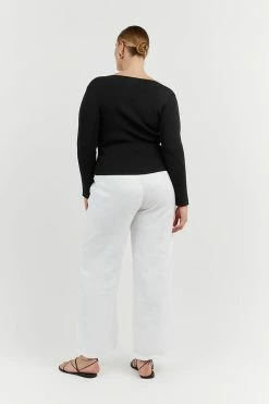 DISSH Boutiques ARIA BLACK KNIT SLEEVED TOP CLOTHING