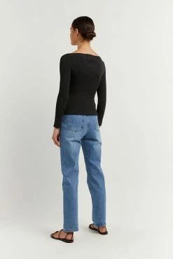 DISSH Boutiques ARIA BLACK KNIT SLEEVED TOP CLOTHING