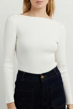 DISSH Boutiques ARIA OFF WHITE KNIT SLEEVED TOP