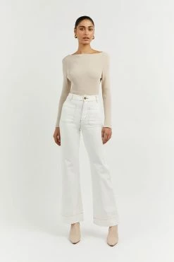 DISSH Boutiques CLOTHING ARIA STONE KNIT SLEEVED TOP