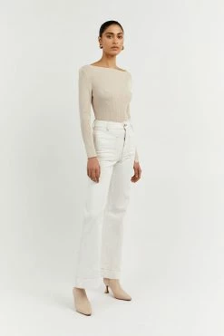 DISSH Boutiques CLOTHING ARIA STONE KNIT SLEEVED TOP