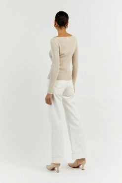 DISSH Boutiques CLOTHING ARIA STONE KNIT SLEEVED TOP