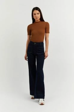 DISSH Boutiques CLOTHING DONNA TAN SHORT SLEEVE KNIT TOP