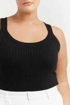 DISSH Boutiques LEE BLACK KNIT SCOOP TANK CLOTHING