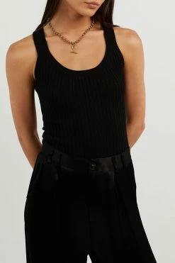 DISSH Boutiques LEE BLACK KNIT SCOOP TANK CLOTHING