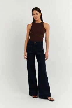 DISSH Boutiques CLOTHING OSCAR BITTER CHOC HIGH NECK TOP