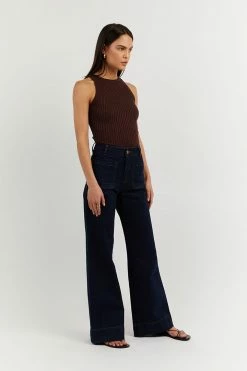 DISSH Boutiques CLOTHING OSCAR BITTER CHOC HIGH NECK TOP