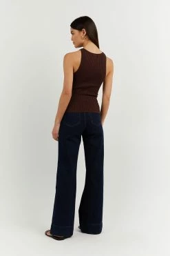 DISSH Boutiques CLOTHING OSCAR BITTER CHOC HIGH NECK TOP
