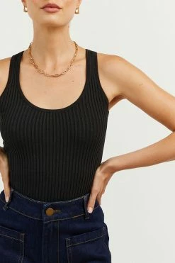 DISSH Boutiques VICTORIA BLACK KNIT TANK CLOTHING