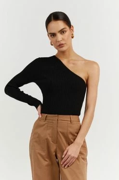DISSH Boutiques CLOTHING MOSMAN BLACK ONE SLEEVE TOP