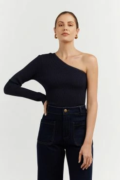 DISSH Boutiques MOSMAN NAVY ONE SLEEVE TOP