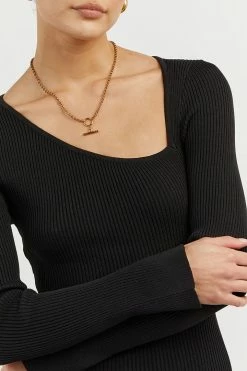 DISSH Boutiques WINDSOR ASYM BLACK SLEEVED TOP