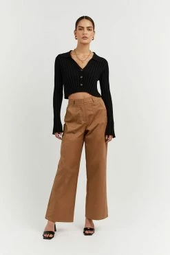 DISSH Boutiques MAX BLACK BUTTON UP KNIT TOP CLOTHING