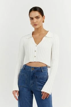 DISSH Boutiques CLOTHING MAX OFF WHITE BUTTON UP KNIT TOP