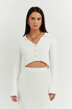 DISSH Boutiques CLOTHING MAX OFF WHITE BUTTON UP KNIT TOP