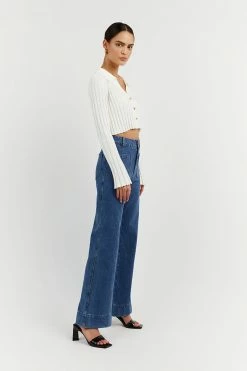 DISSH Boutiques CLOTHING MAX OFF WHITE BUTTON UP KNIT TOP