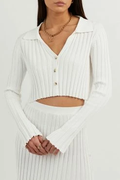 DISSH Boutiques CLOTHING MAX OFF WHITE BUTTON UP KNIT TOP