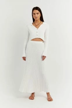 DISSH Boutiques CLOTHING MAX OFF WHITE BUTTON UP KNIT TOP