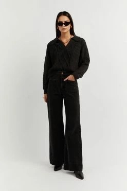 DISSH Boutiques JORDAN BLACK COLLARED KNIT JUMPER CLOTHING