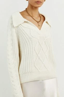 Deals ๐ DISSH Boutiques JORDAN WHITE COLLARED KNIT JUMPER ๐ 10 DISSH Boutiques JORDAN WHITE COLLARED KNIT JUMPER