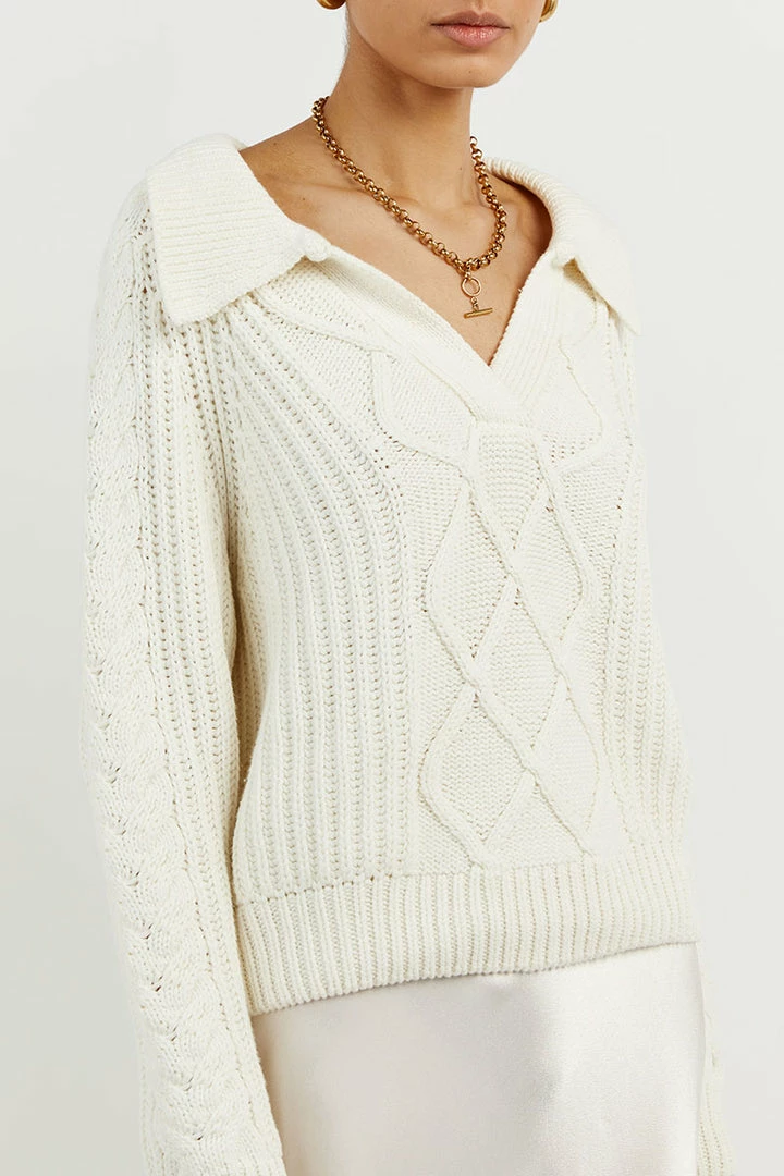 Deals ๐ DISSH Boutiques JORDAN WHITE COLLARED KNIT JUMPER ๐ 5 DISSH Boutiques JORDAN WHITE COLLARED KNIT JUMPER
