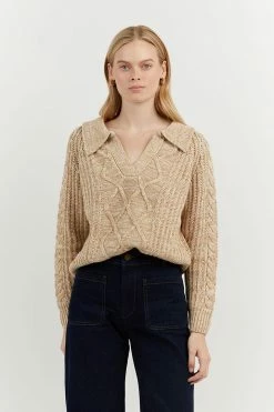 DISSH Boutiques JORDAN WHEAT COLLARED KNIT JUMPER