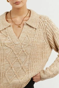 DISSH Boutiques JORDAN WHEAT COLLARED KNIT JUMPER