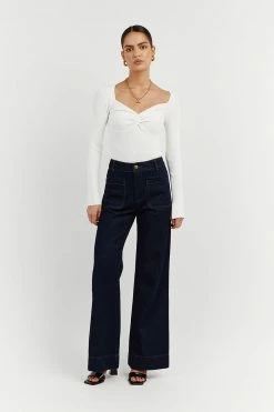 DISSH Boutiques ANIKA TWISTED OFF WHITE SLEEVED TOP CLOTHING