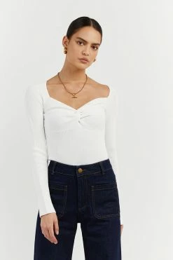 DISSH Boutiques ANIKA TWISTED OFF WHITE SLEEVED TOP CLOTHING