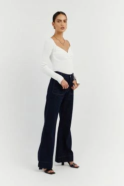 DISSH Boutiques ANIKA TWISTED OFF WHITE SLEEVED TOP CLOTHING