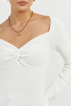 DISSH Boutiques ANIKA TWISTED OFF WHITE SLEEVED TOP CLOTHING