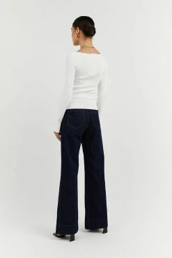 DISSH Boutiques ANIKA TWISTED OFF WHITE SLEEVED TOP CLOTHING