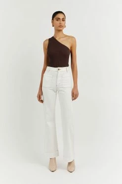 DISSH Boutiques MOSMAN BITTER CHOC ONE SHOULDER TOP