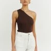 DISSH Boutiques MOSMAN BITTER CHOC ONE SHOULDER TOP