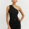 DISSH Boutiques CLOTHING MOSMAN BLACK ONE SHOULDER TOP